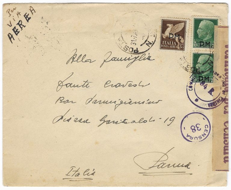 Imperiale PM via aerea da PM 23 a Parma 31 luglio 1943 con censure_F