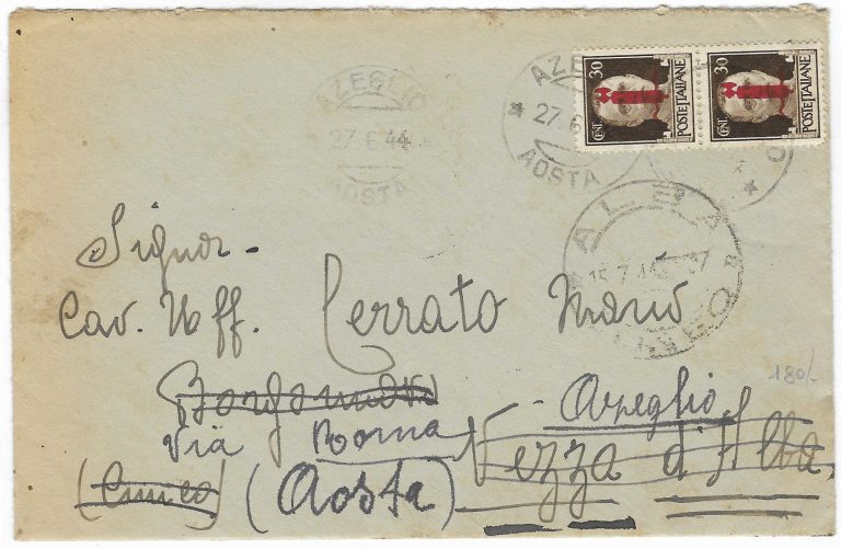 da Azeglio per Vezzo d'Alba poi per Aosta 1944 con coppia c